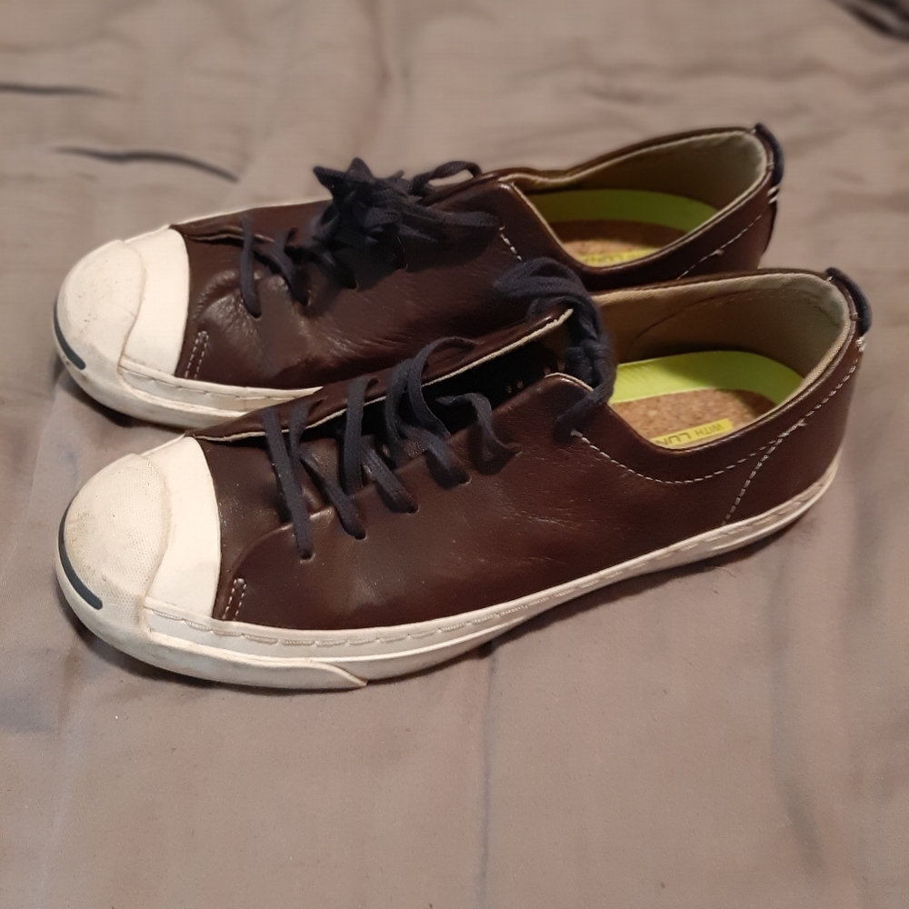 Brown leather Converse sneakers